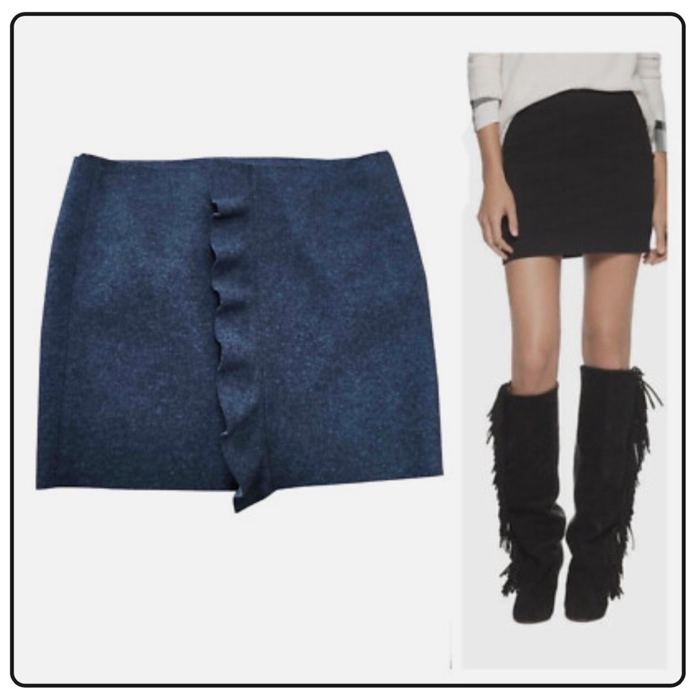 Isabel Marant Merino wool ruffle front zip skirt